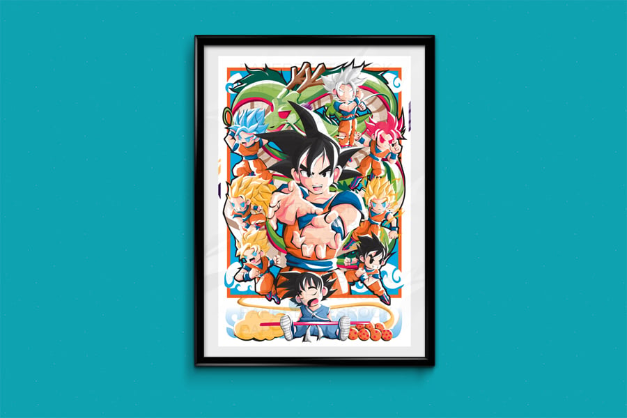 GOKU, Print Poster Poster Dragon Ball Z, Illustration 