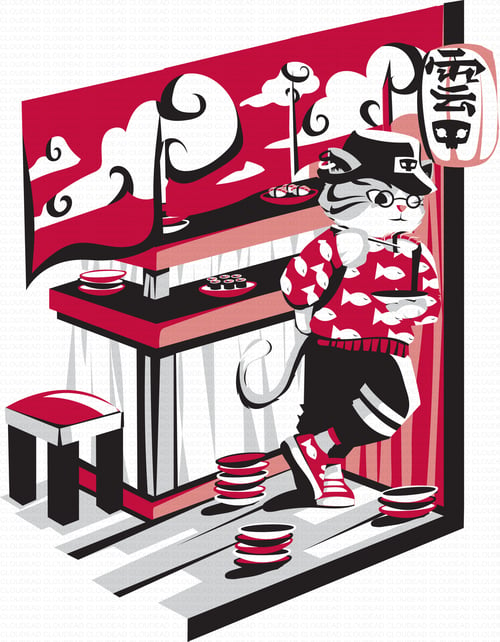 Image of Sushi Cat 11"x 14" Print