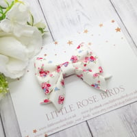 Image 1 of White Fabric Floral Bow