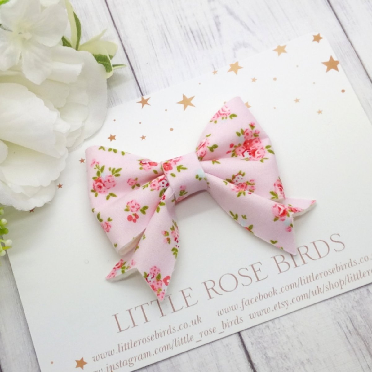 Image of Pink Fabric Floral Bow