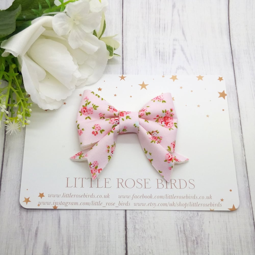 Pink Fabric Floral Bow