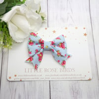 Image 2 of Blue Fabric Floral Bow