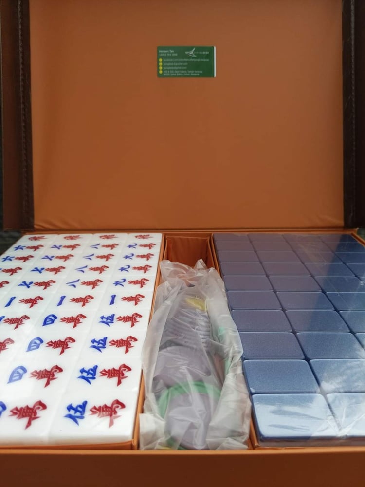 Image of A1 Metallic Blue Mahjong Set 