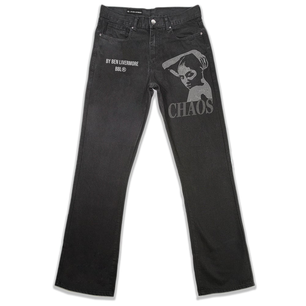 Image of Chaos Rhinestone Jeans (Black)
