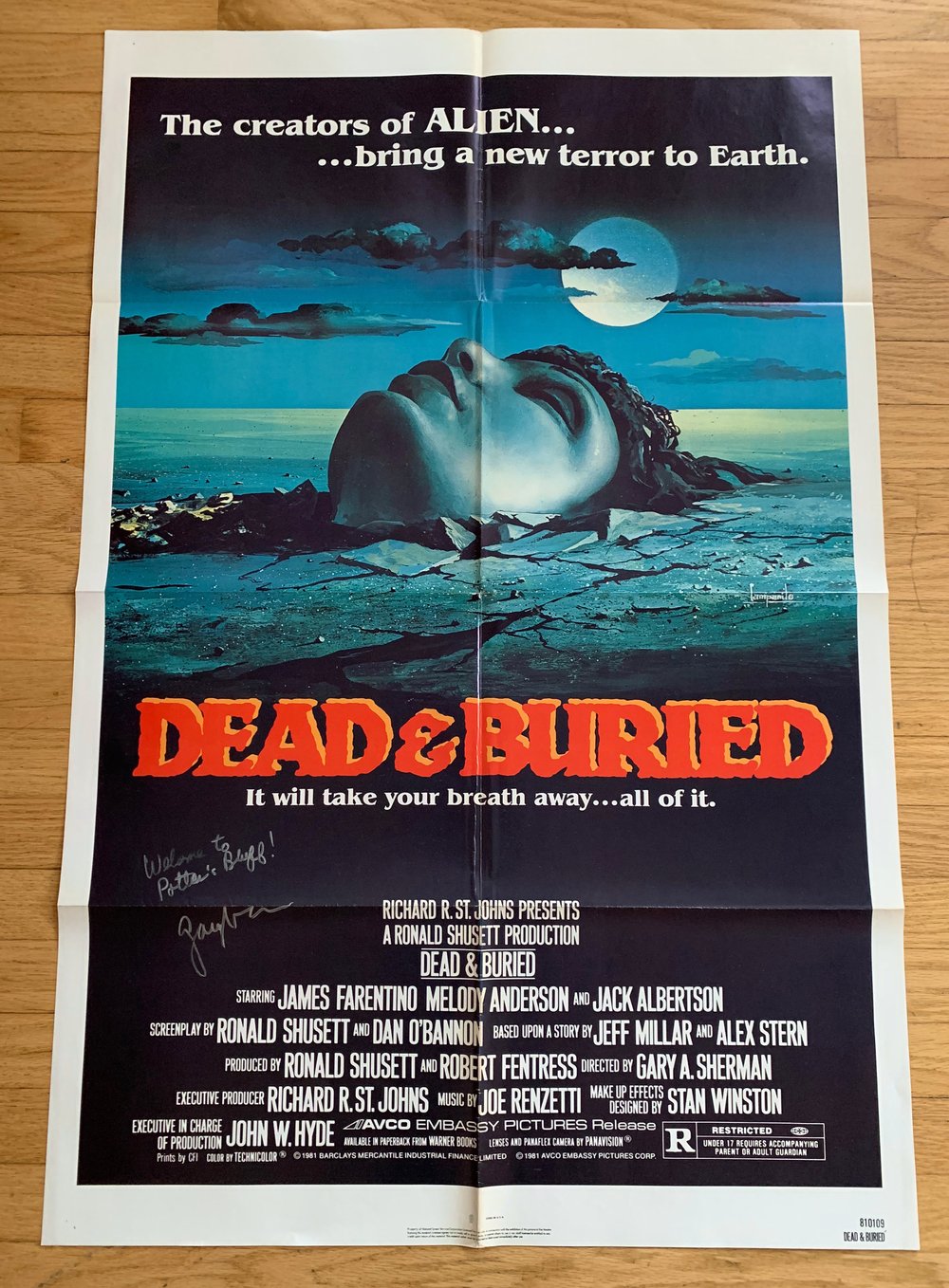 1981 DEAD & BURIED Original U.S. One Sheet Movie Poster Signed by Gary Sherman 