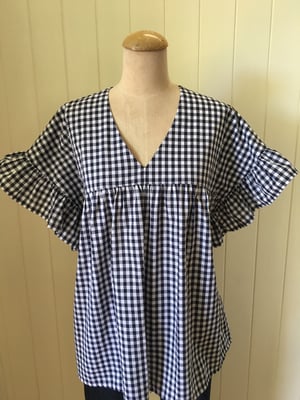 Image of The Navy Gingham Sadie Top
