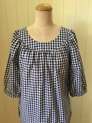 Image of The Navy Gingham Smock Top