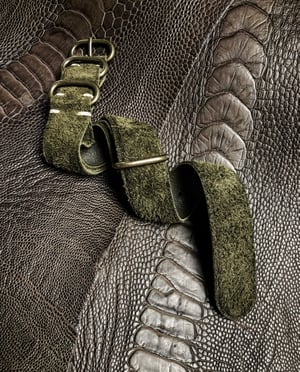Image of Moss Green Suede Calfskin NATO Strap - unlined