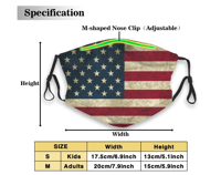 American Flag Breathable face mask Unisex 