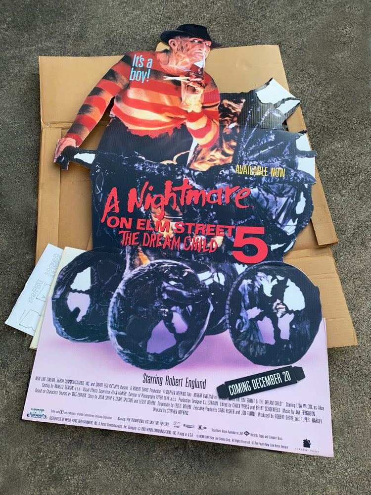 1989 A NIGHTMARE ON ELM STREET 5: THE DREAM CHILD Original Video Store Promo Standee