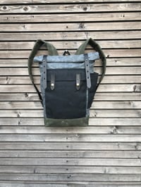 Image 1 of Backpack in waxed denim leather Backpack medium size / Commuter backpack / Hipster backpack