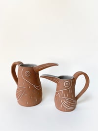Image 3 of Medium Red Toucan Pitcher with Handle