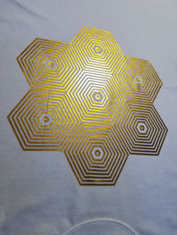 Image 2 of Hex Hive White Tee Metallic Gold