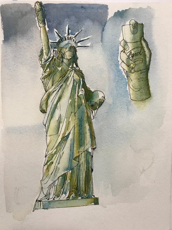 Image of COVID-19 Statue of Liberty - Print