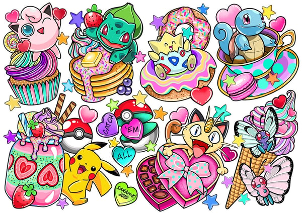 Image of Pokédesserts A3 Print