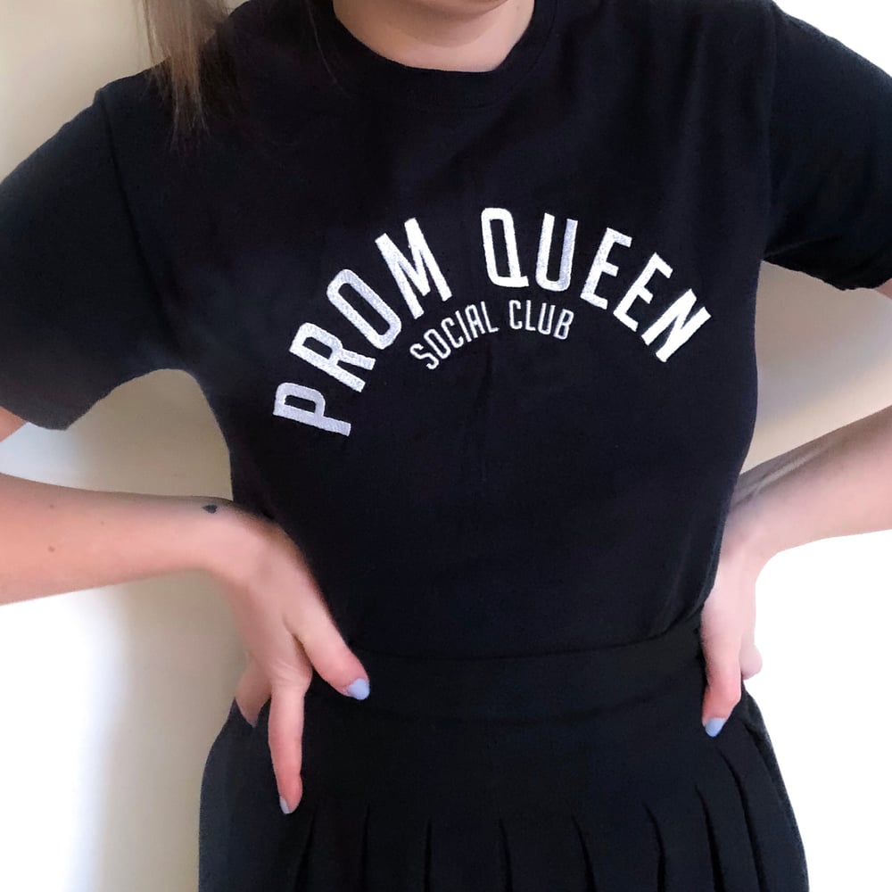 Image of Black Embroidered T-shirt