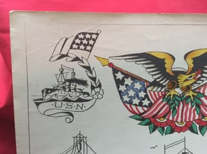 Image of Vintage antique Owen Jensen tattoo production flash sheet