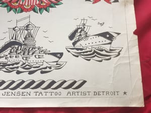 Image of Vintage antique Owen Jensen tattoo production flash sheet