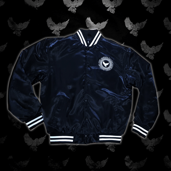 Image of Black/White Satin Bomber Jacket