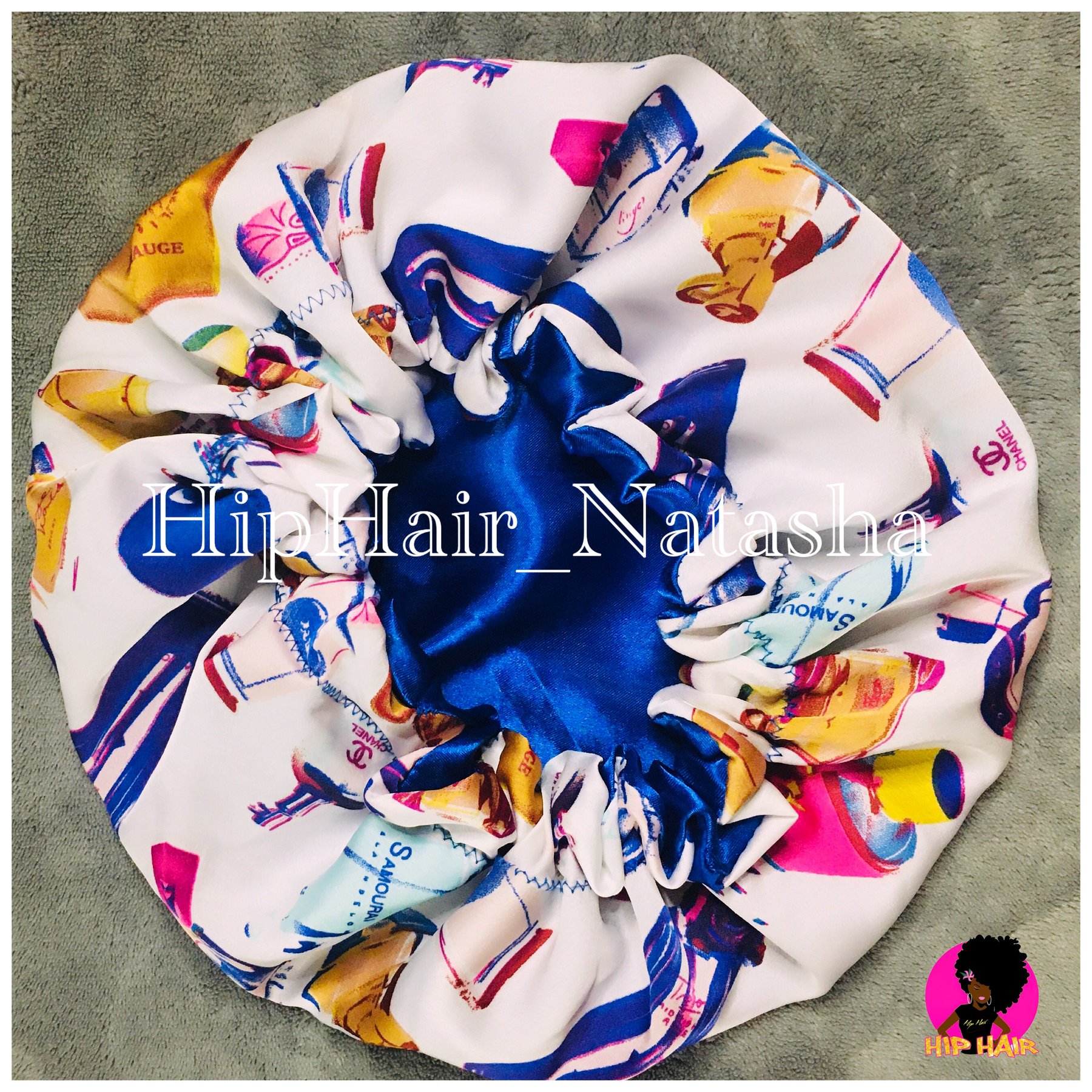 Handmade White Multi designer perfume bonnet (FREE SHIPPING) | HipHair