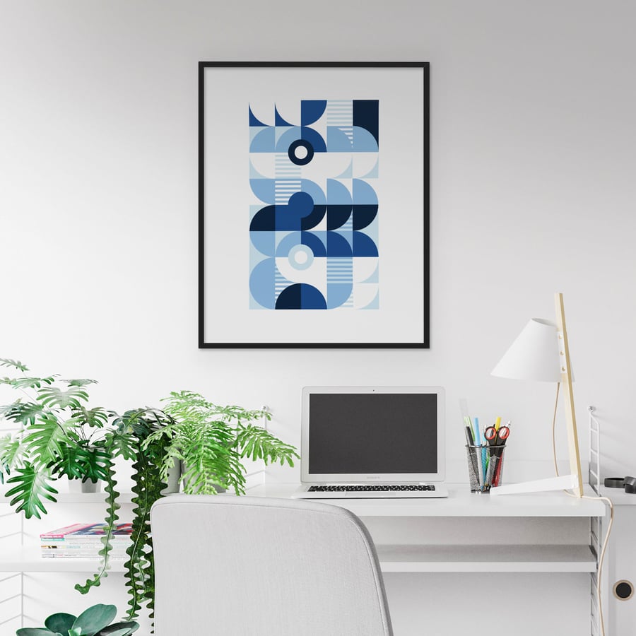 Image of Monochromatic Machine in Blue Art Print