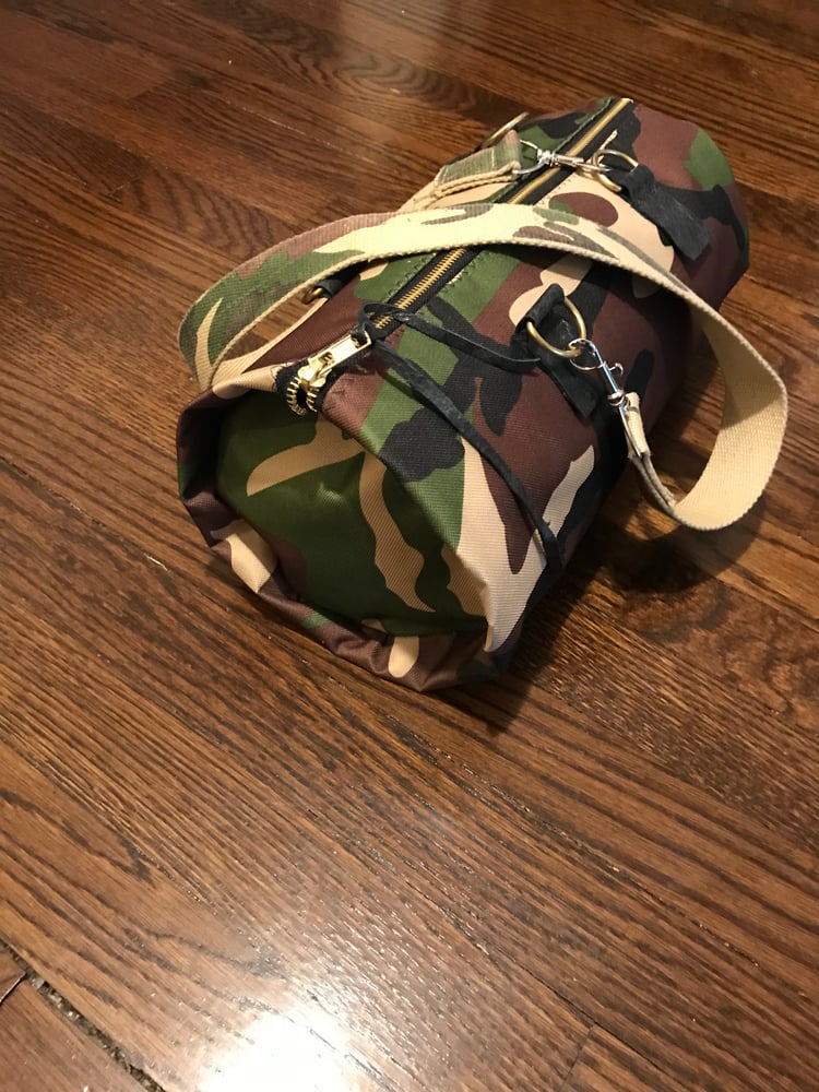 Image of Small camo barrel bag