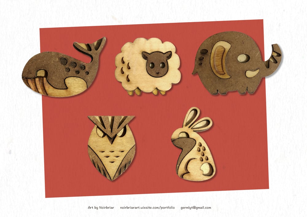 Image of Handmade Wooden Animal Pins