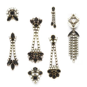 Image of VINTAGE RHINESTONE & EBONY EAR CLIPS