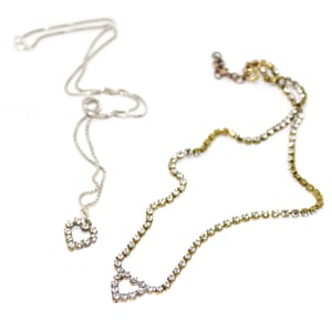 Image of VINTAGE RHINESTONE HEART NECKLACES