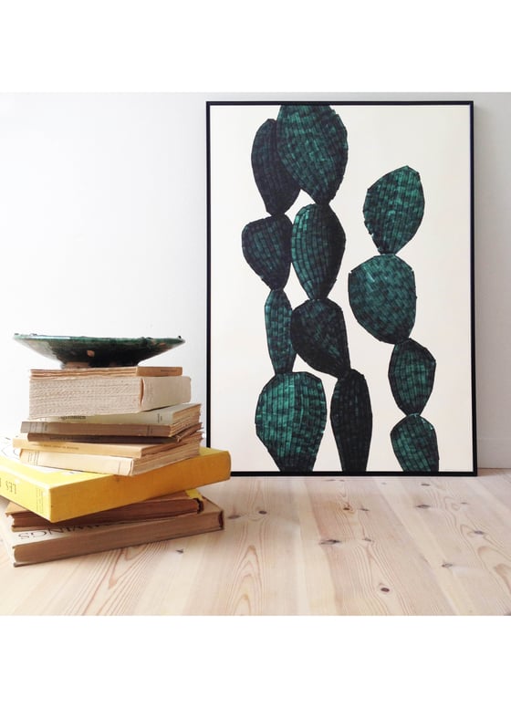 Image of Cactus Opuntia Green Lilited 50X70cm