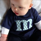 Image of Baby or Toddler Alphabet Shirt - Navy with blue dots