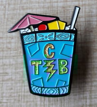 Image 4 of TCB(lue Hawaiian) Elvis Tribute Glitter Enamel 1.75" Pin
