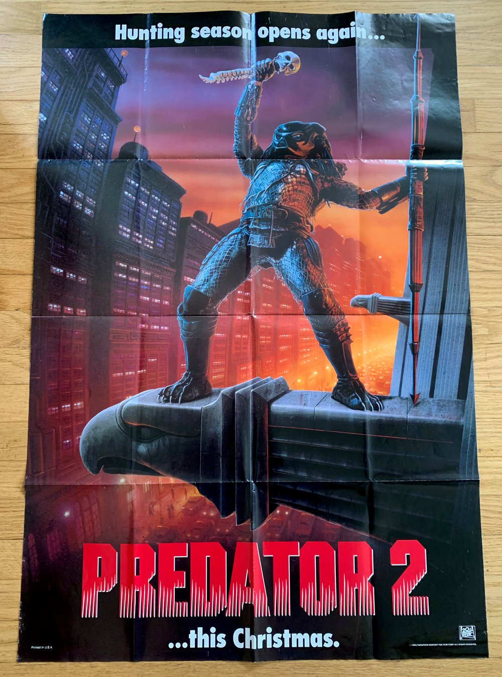 1990 PREDATOR 2 Original Double-Sided U.S. One Sheet Movie Poster