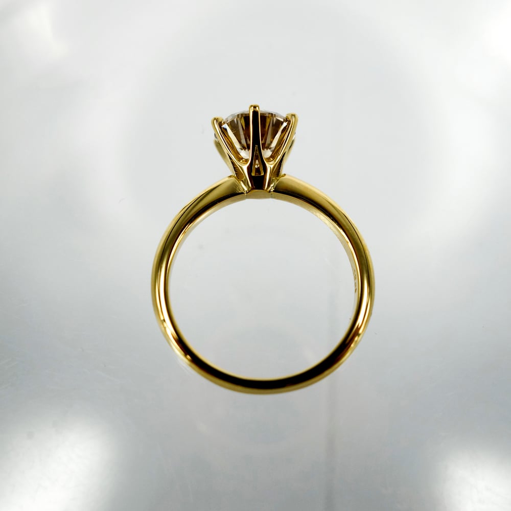 Image of 18ct Yellow Gold Champagne Diamond Solitaire Ring. Pj5777