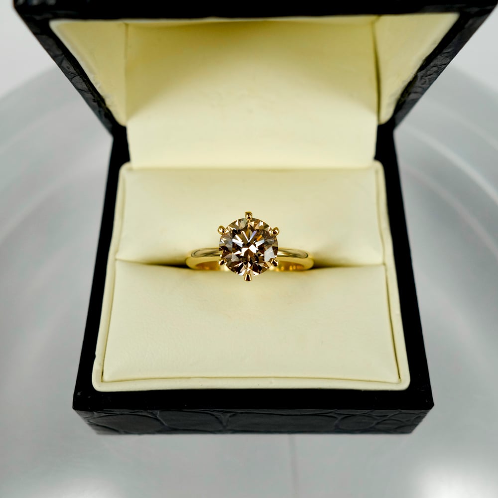 Image of 18ct Yellow Gold Champagne Diamond Solitaire Ring. Pj5777