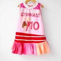 Image 1 of gymnast gymnastic ten 10/12 10 pink and red party tenth 10th birthday bday shirt top gymnastics 