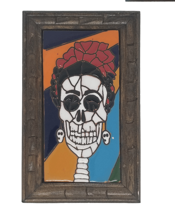 Image of Frida Mosaic Muerte Rectangle Wood Frame