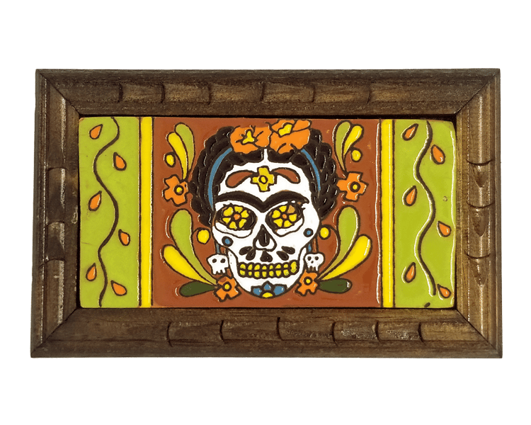 Image of Frida Skull Earrings Rectangle Wood Frame
