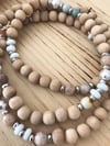 Love Bead Necklace #108 - Dried Palm Wood Beads with Gemstones 