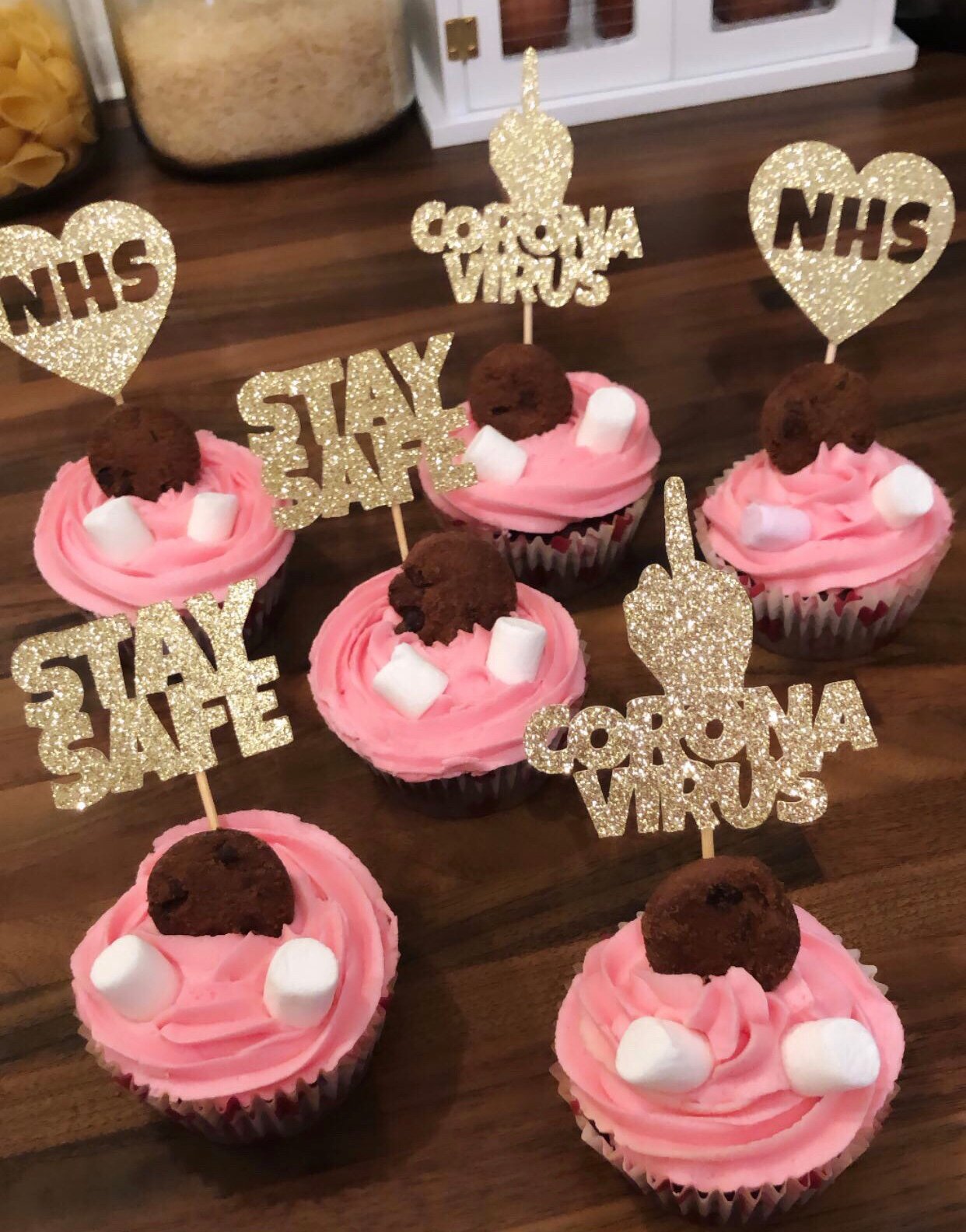 Image of STAY SAFE NHS CORONA cupcake toppers 