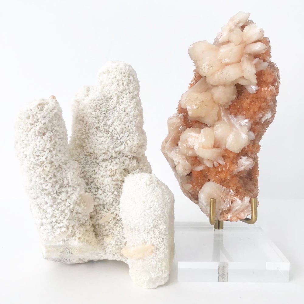 Image of Heulandite no.02 + Lucite and Brass Stand