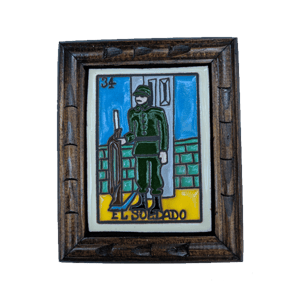 Image of El Soldado Loteria Wooden Frame