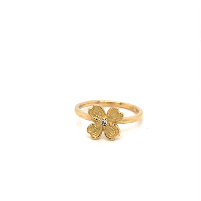 Image of Dogwood Single Flower 18K Diamond Ring