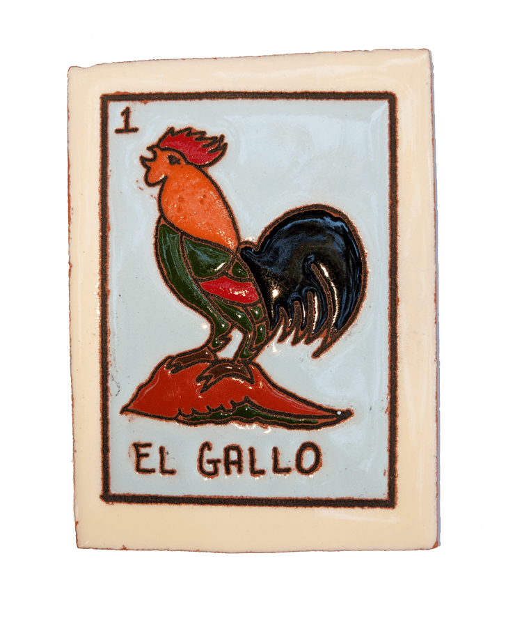 Image of El Gallo Loteria Wooden Frame