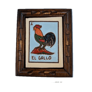 Image of El Gallo Loteria Wooden Frame