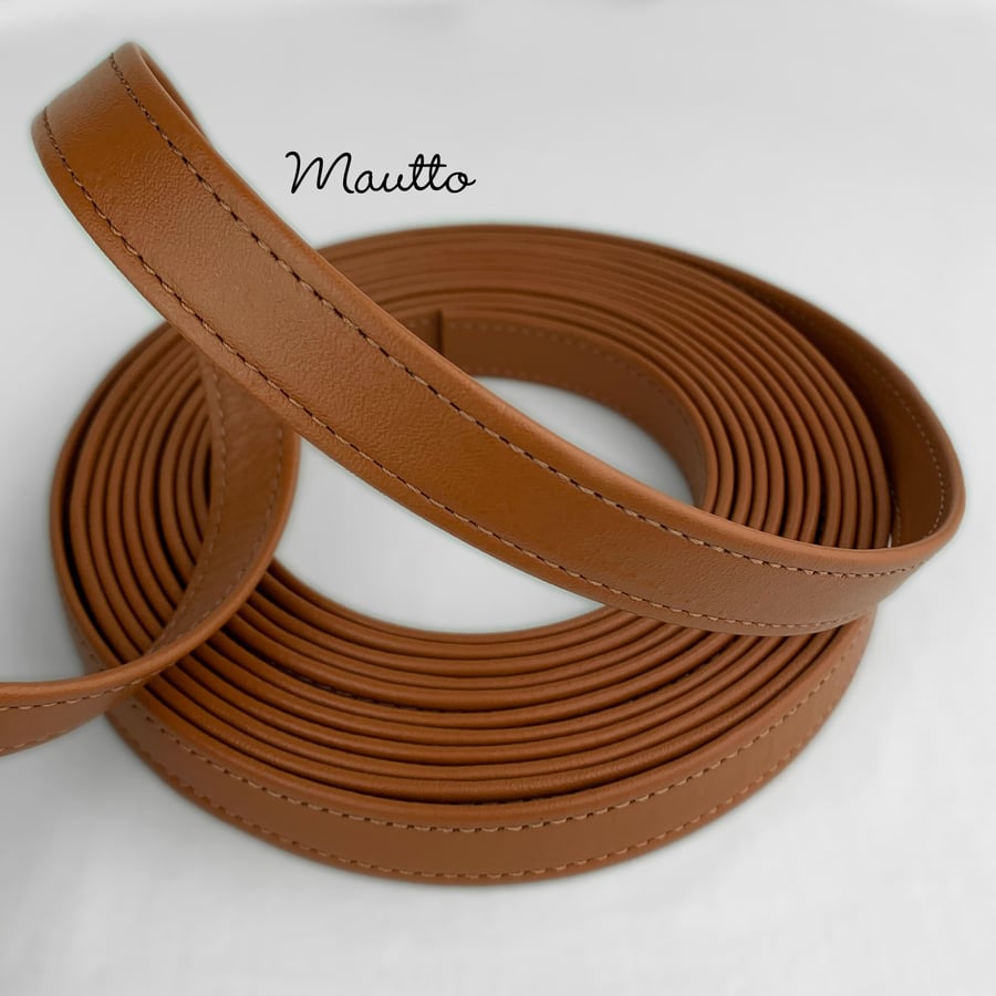 Mautto Adjustable Buckle Strap - Tan Leathers w/ Yellow Stitching - 19mm Wide Light Tan Leather / Silver-Tone