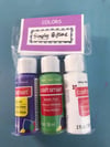 Acrylic Paint Set & Brushes (Purple, Green, White)