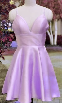 Image 2 of Fashionable Satin Short Party Dress, Lavender Homecoing Dress 2020