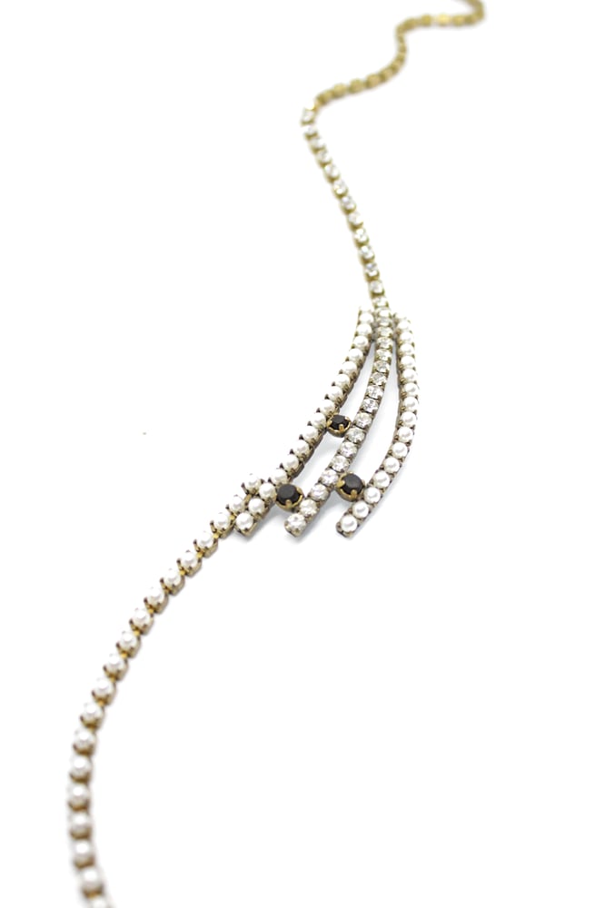 Image of VINTAGE RHINESTONE, FAKE PEARL & EBONY NECKLACE 2