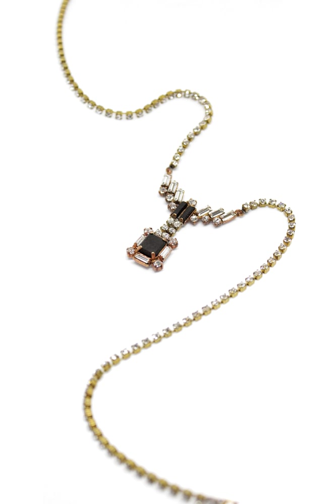 Image of VINTAGE RHINESTONE & EBONY NECKLACE 1